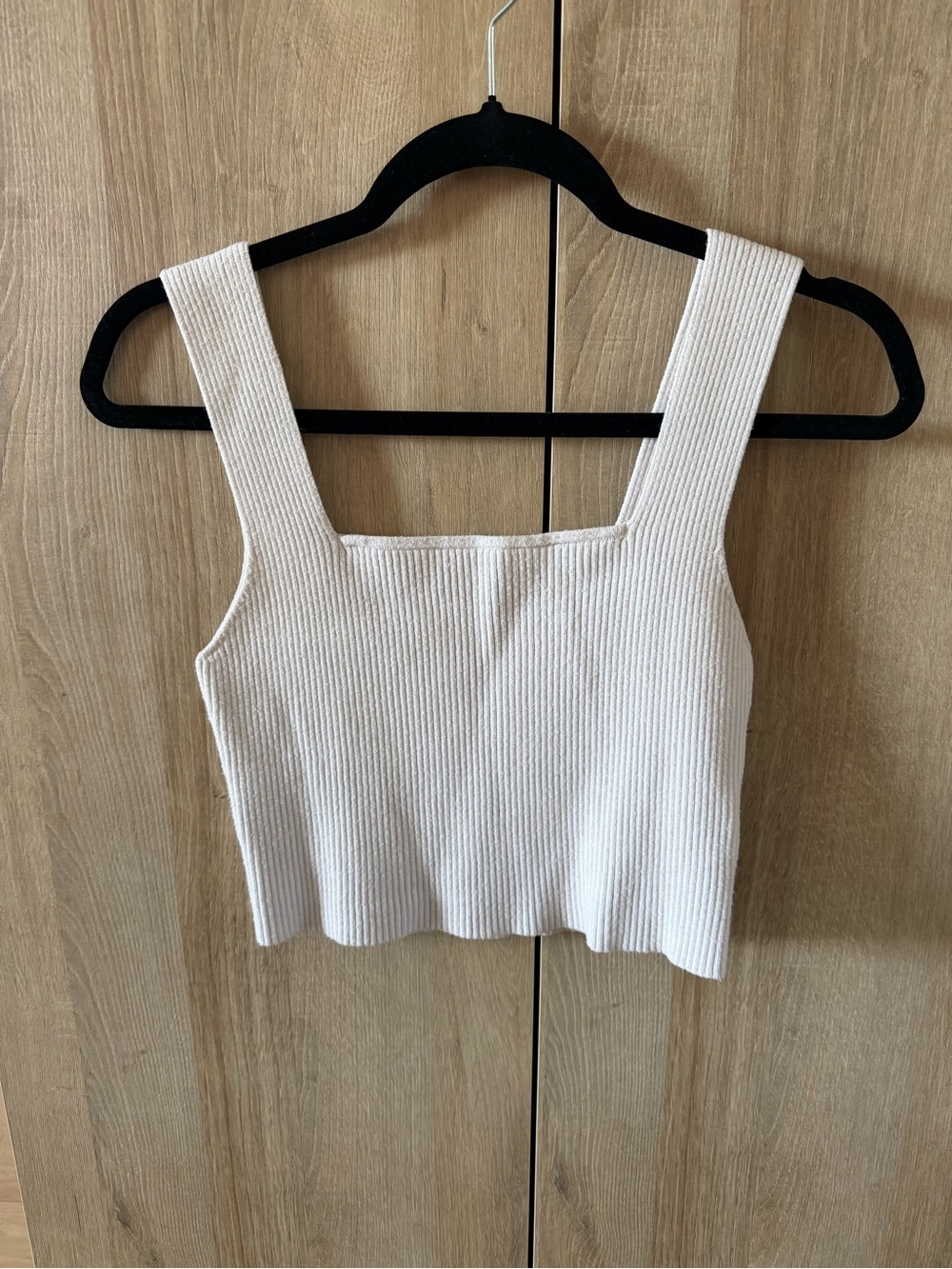 SHEIN Ribbed Square-Neck Crop Tank Top - White